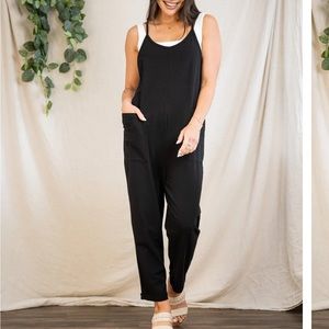 Sozy Black Cotton Deven Jumpsuit Overalls